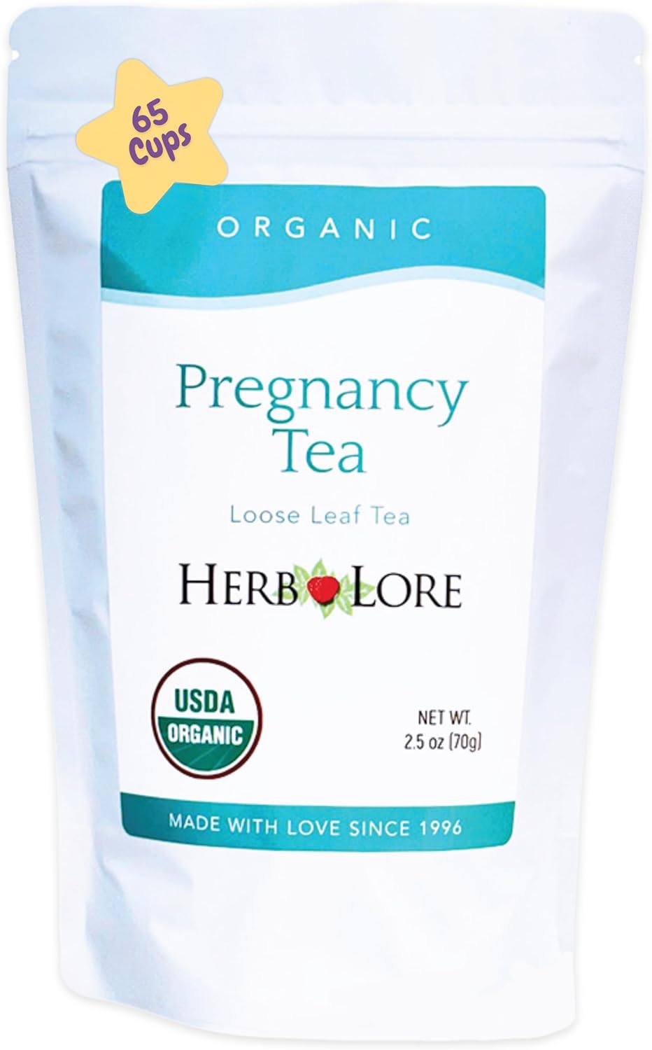 Herb Lore Organic Pregnancy Tea – 65 Servings Loose Leaf – Raspberry Leaf Tea for Pregnant Women – First Trimester Support & Third Trimster Labor Prep