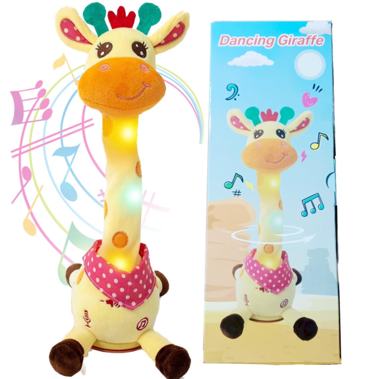 Dancing Giraffe Plush Baby Toy 6-12 Months – Talking Giraffe Stuffed Animal Singing Songs & Repeat What You Say, Musical Light Up Toy for Toddlers 1-3 Years Boy Girl, Soft Interactive Gift