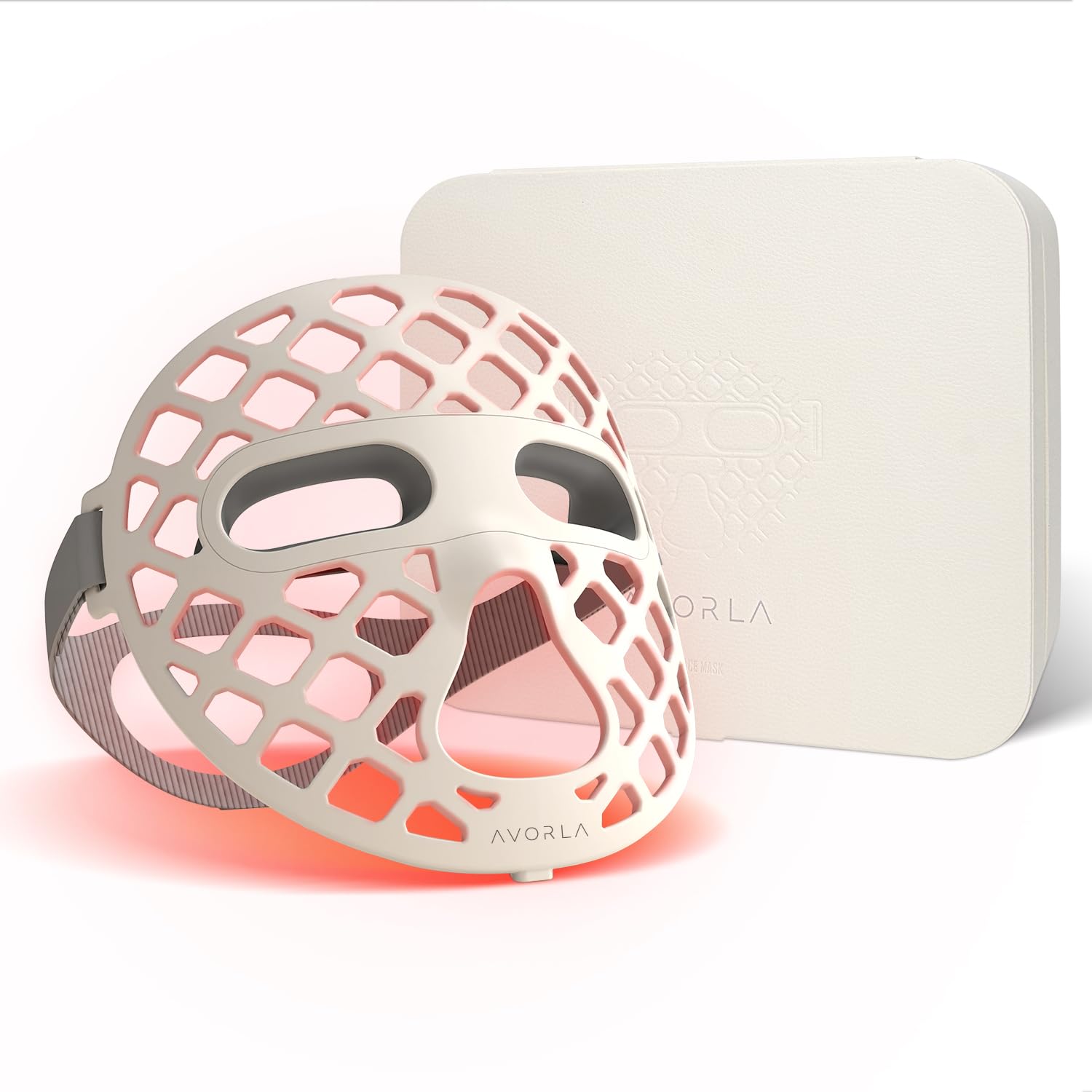 Avorla LED Face Mask Light Therapy, 4 Modes Portable Red Light Therapy Infrared Light for Face with 2600mAh Rechargeable, IP67 Washable, 216 LEDs for glow skin at Home