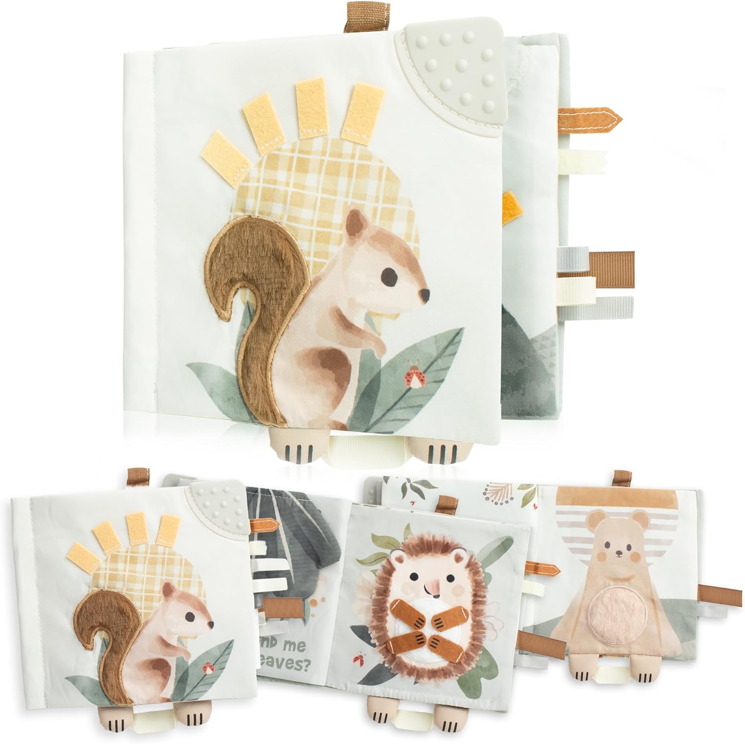Soft Baby Book with Touch and Feel Pages – Cute Sensory Book for Babies 0-6, 6-12 & 12-18 Months with Mirror & Crinkle Paper – The Perfect Christmas Toy for Baby Showers Or as a Newborn/Infant Gift