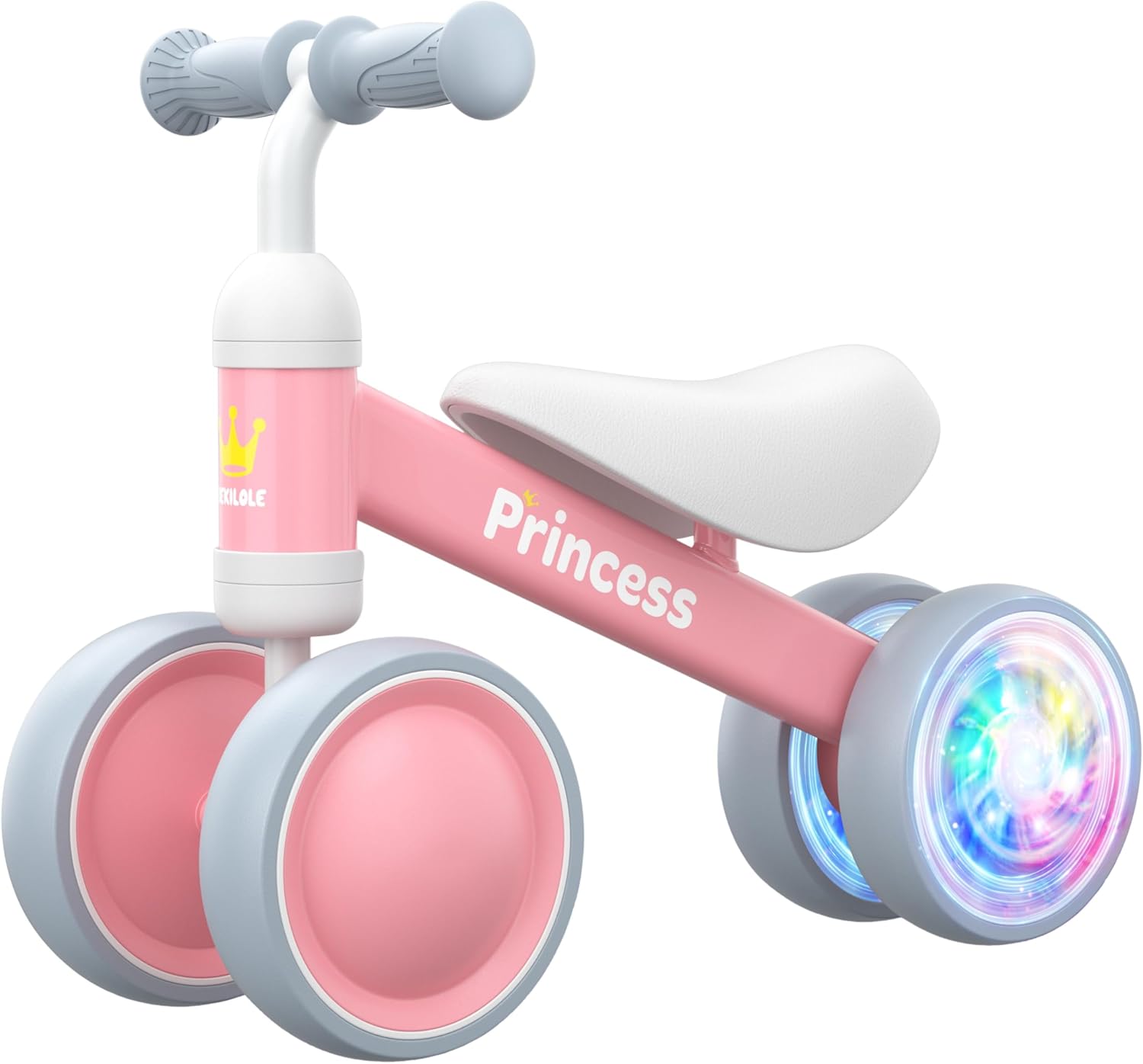 BEKILOLE 1 Year Old Girl Gifts Baby Balance Bike 1st Birthday Girl Gift with LED Light Up Wheels for 12-24 Months Toddlers – ASTM Certified 2-Minute Assembly Pink First Ride On Training Toy