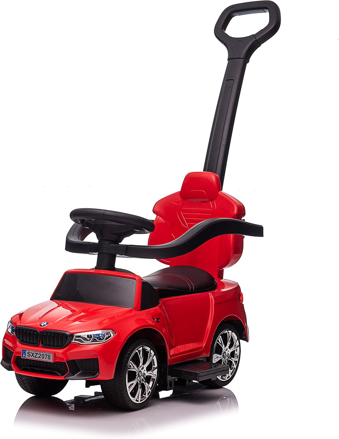 Best Ride On Cars BMW 4 in 1 Battery Powered Push Car, Red, Large