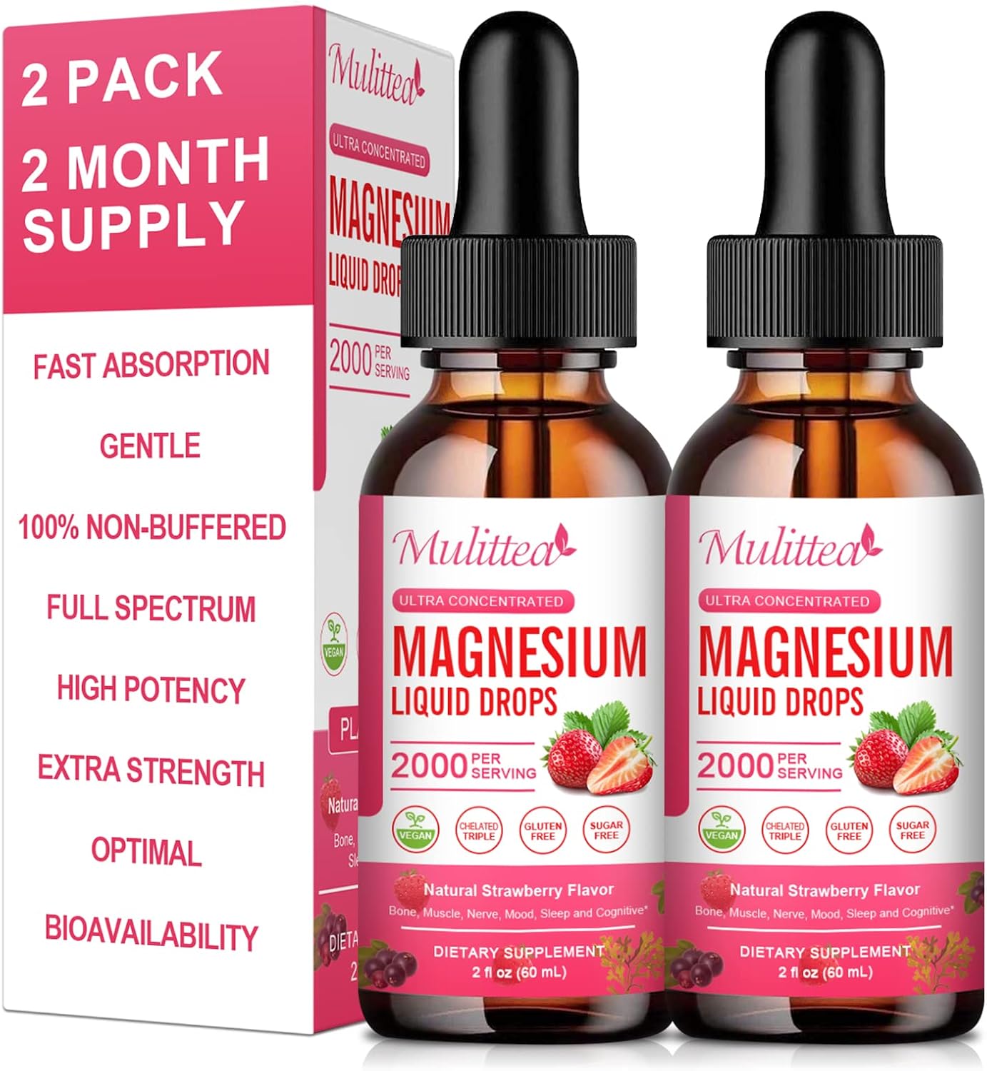 Magnesium Glycinate Liquid, High Potency Magnesium Glycinate, Citrate, Sugar Free Vegan Non-GMO Complex Supplement Promotes Nerv,Relaxation,Muscle,Sleep Support