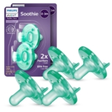 Philips Avent Soothie Baby Pacifiers – 100% Silicone Pacifiers for Babies 0-3 Months, One-Piece Design, BPA-Free, Extra Durable, Green, 4 Pack, Model SCF190/41