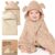 KeaBabies 2-Pack Hooded Baby Towels for Newborn – 30×30 Soft & Absorbent Viscose from Bamboo Baby Bath Towels with Hood for Infant, Toddler,Kids,Boys Girls,Newborn Bath Essentials (Almond, Petite)